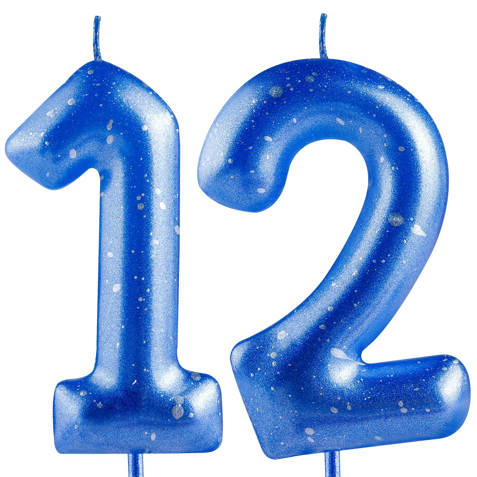 Hongplus Blue Number 12 Candles, 12th Birthday Cake Toppers for Boys & Girls