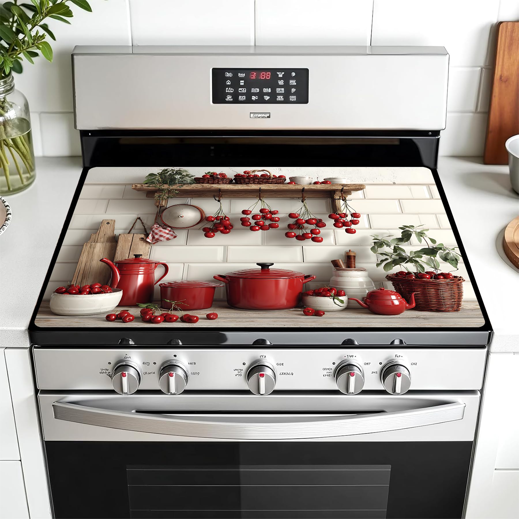 Multi-Design Stove Top Cover for Glass/Electric Stoves - 3-in-1 Heat-Resistant Protector Mat, Non-Slip Drying Rack 28"x20"