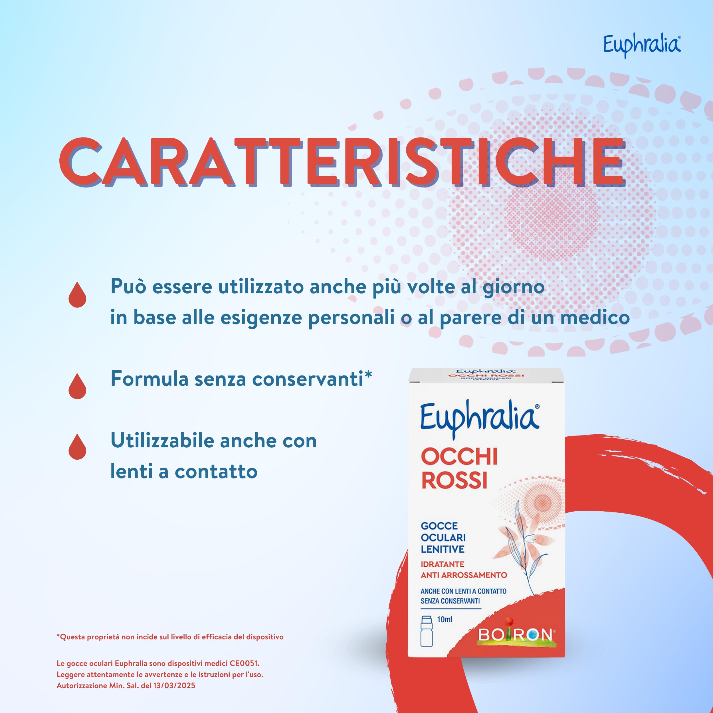 Euphralia Occhi Rossi - Gocce Oculari Lenitive, Rimedio in caso di Discomfort Oculare e Arrossamento, Idratante, con Acido Ialuronico, Acqua Distillata di Camomilla - Flacone da 10 ml + Panno Occhiali