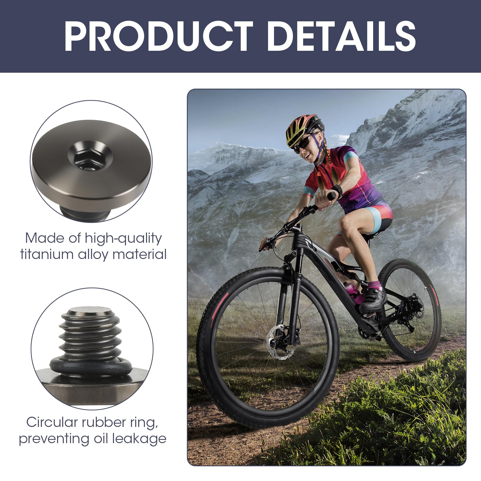 Set di 2 viti di spurgo per bicicletta con guarnizione tonica, lega di titanio TC4, M5 x 5 mm, compatibile con Shimano XT SLX Zee Deore LX, per corpo freno diviso leggero, resistente alla (nero)