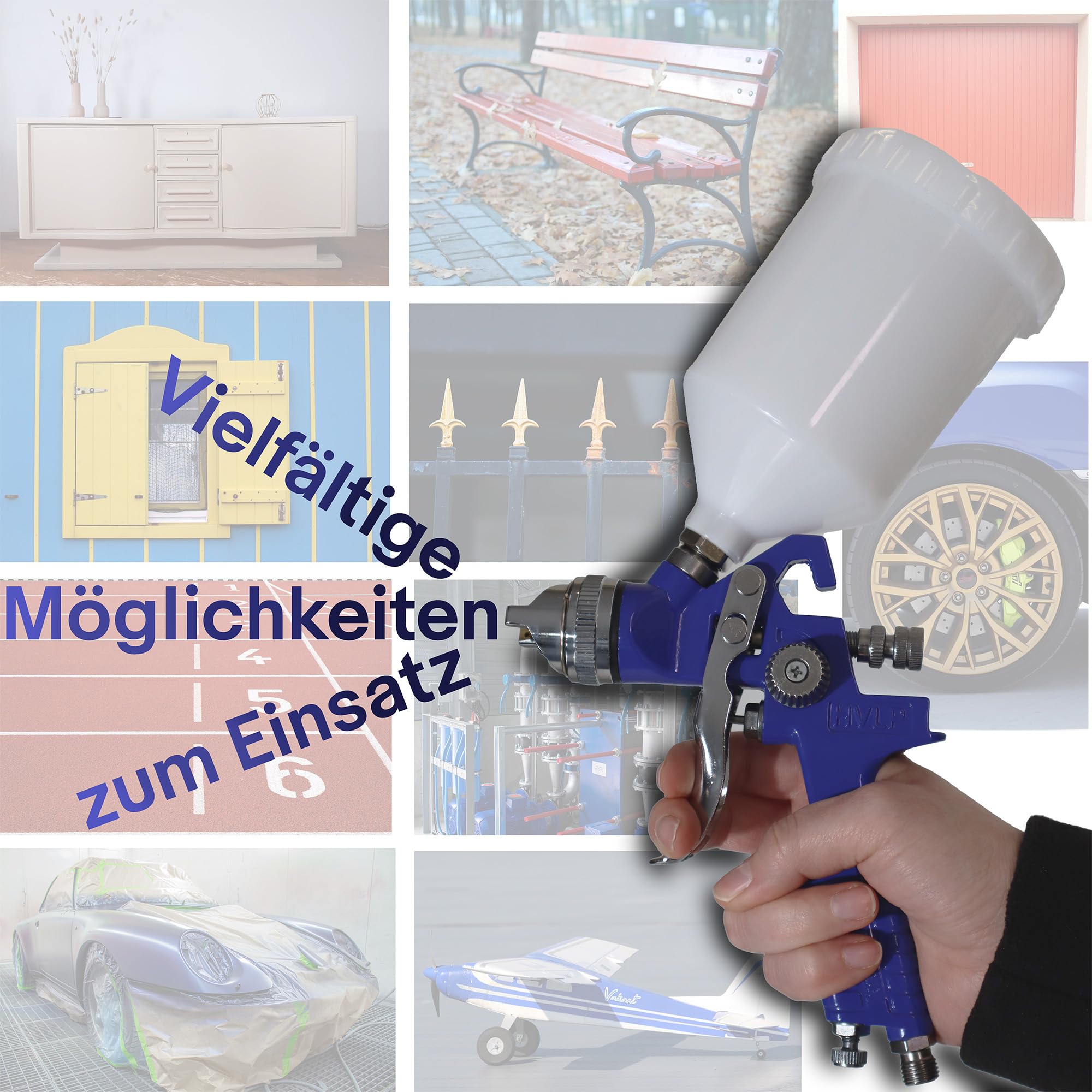BITUXX® HVLP Lackierpistolen 3er Set Druckluftpistolen Farbsprühpistolen Spritzpistolen Farbspritzpistolen Set Lackieren Lackpistole Lackierpistole Spraypistole Druckminderer