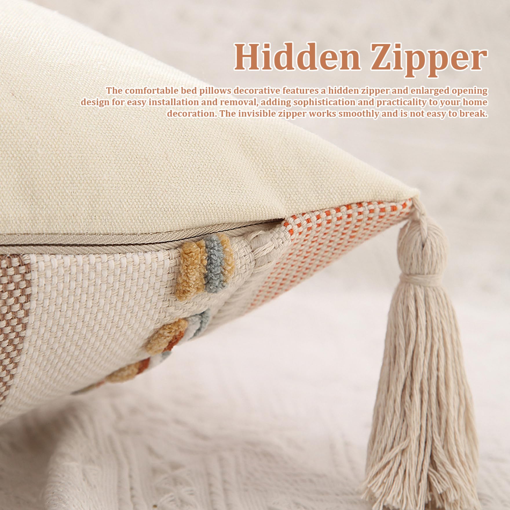 2 pezzi di cuscini Boho, federe quadrate Boho con nappe federe testurizzate a righe 18x18 cuscini neutri multiuso per divano letto arredamento soggiorno