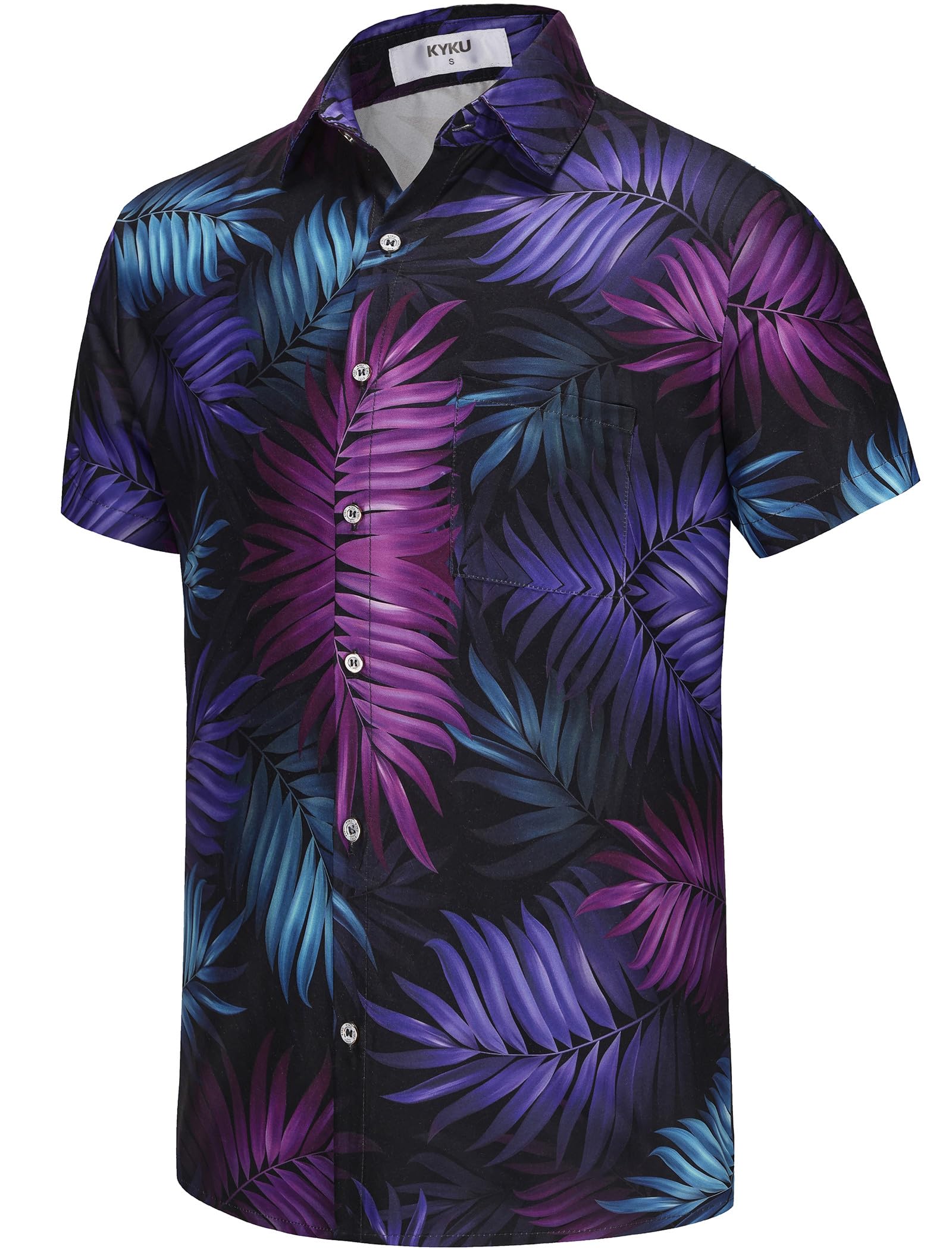 KYKU Hawaiian Shirt for Men: Tropical Summer Beach Short Sleeve Button Down Shirt with Pocket