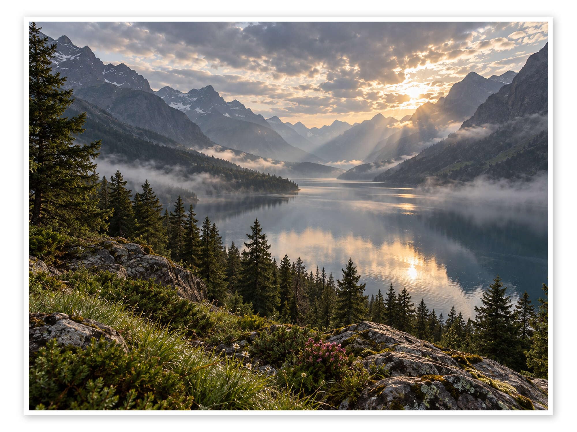 Mountain lake in the mountains Plakat
