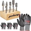 Tungsten Carbide Burr Set 14 Shank 8PC Double Cut Rotary Cutting Burrs Microfoam Nitrile Safety Work Gloves Set Size 08 3PC