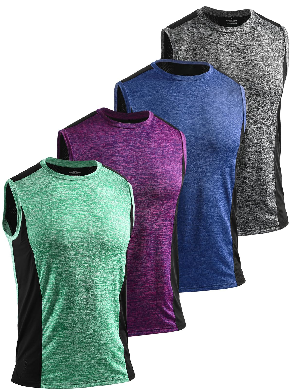 Komfokore 1/4er Pack Herren Workout Tank Tops Ärmellose Schnelltrocknende Gym Muskel Shirts