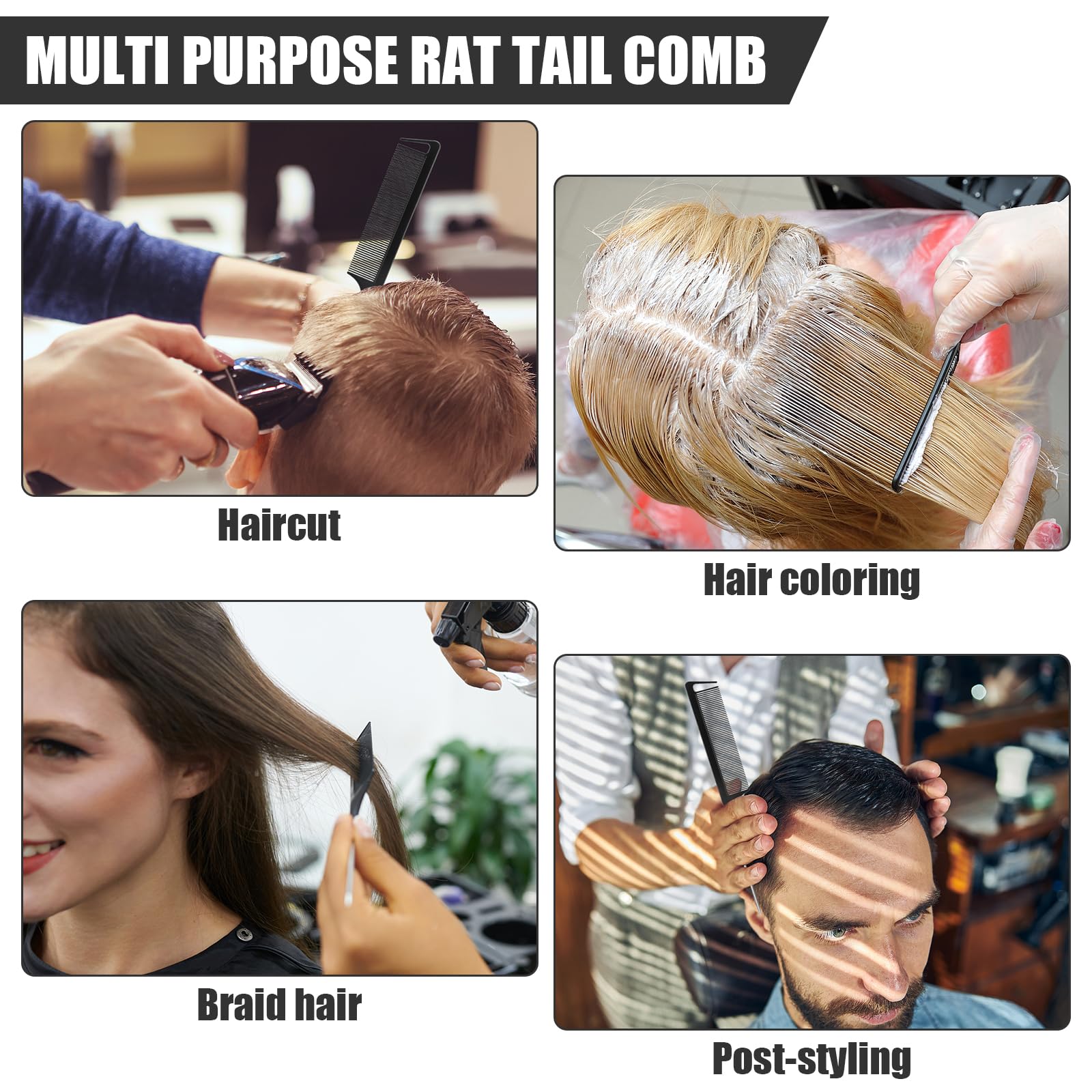 Paquete de 36 peines de separación de cola de rata para mujer, juego de peines trenzados de cola de rata, juego a granel, herramientas de separación de cabello envueltas individualmente 5