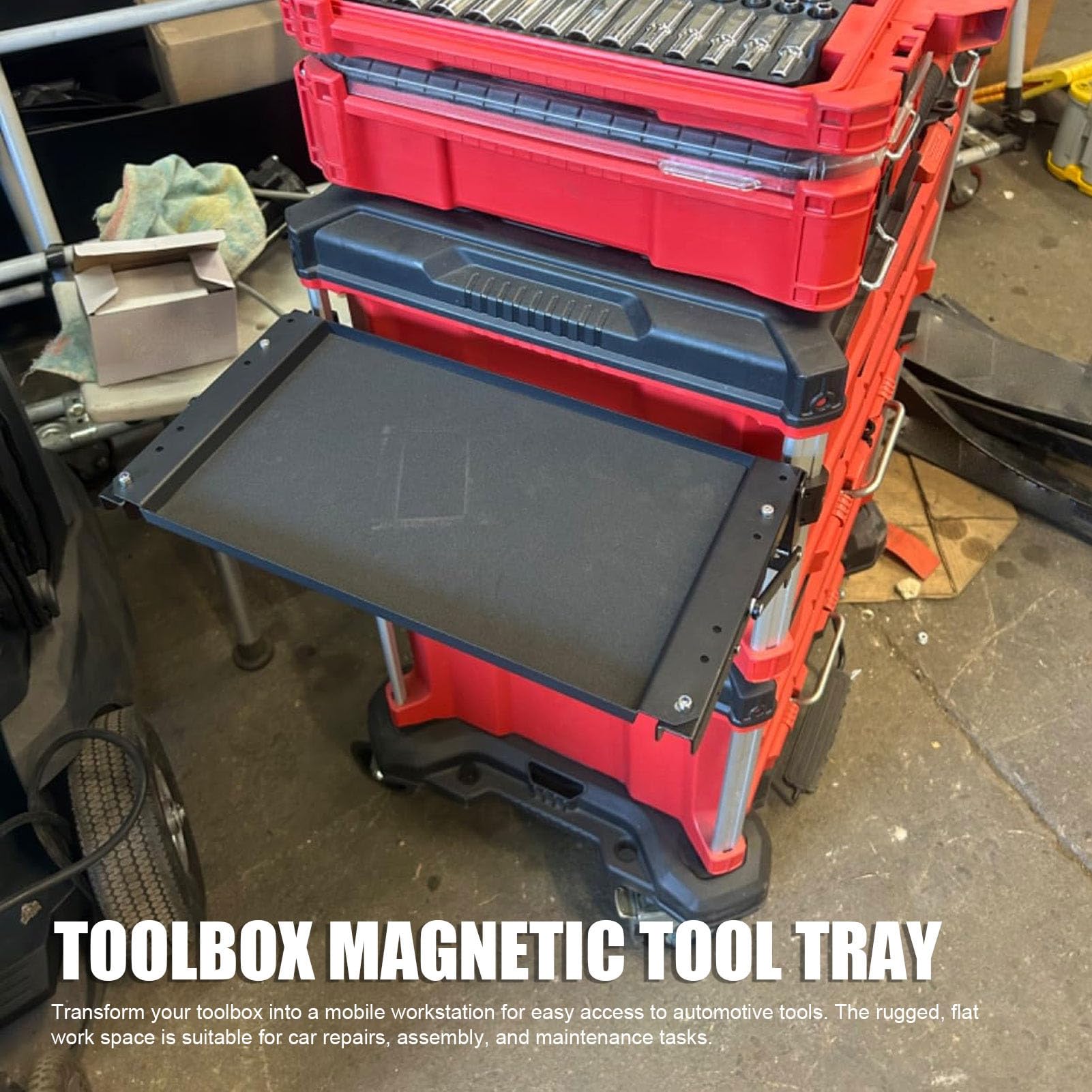 Toolbox Tavolo da lavoro laterale con rivestimento in gomma antigraffio magnetico, vassoio mobile per postazione di lavoro per l'imballaggio delle cassette degli