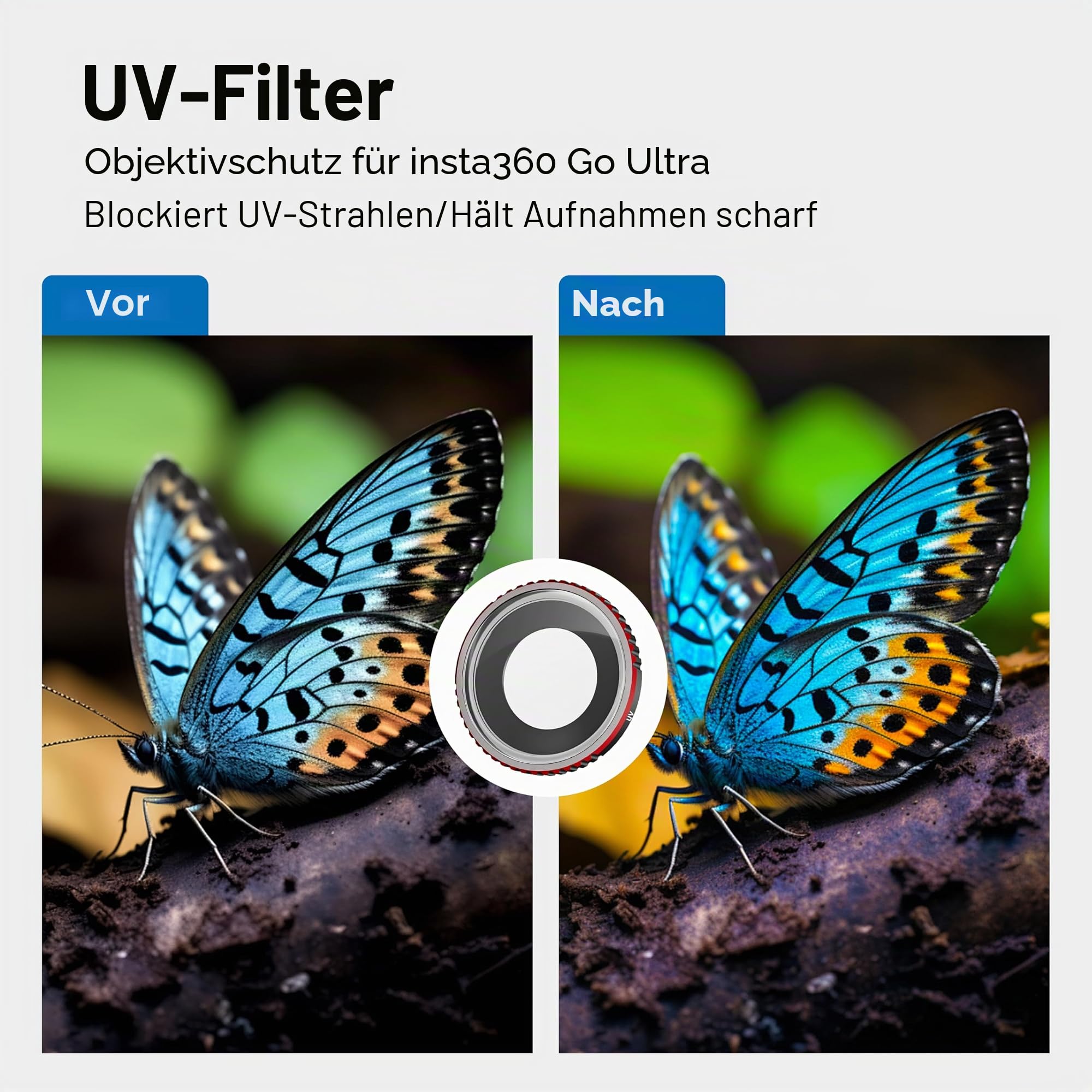 ND CPL Filter Set für Insta360 Go Ultra Zubehör ND32 ND64 CPL UV Variable Ersatz für Insta 360 Objektivfilter Kit Optisches Glas HD Ölbeständig (4 Packungen)