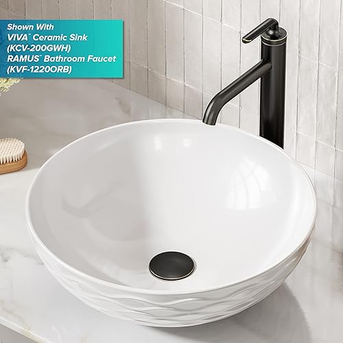 Miniatura 19 de KRAUS Desagüe emergente para lavabo de baño con rosca extendida para encimeras más gruesas y fregaderos de vidrio en acero inoxidable sin manchas