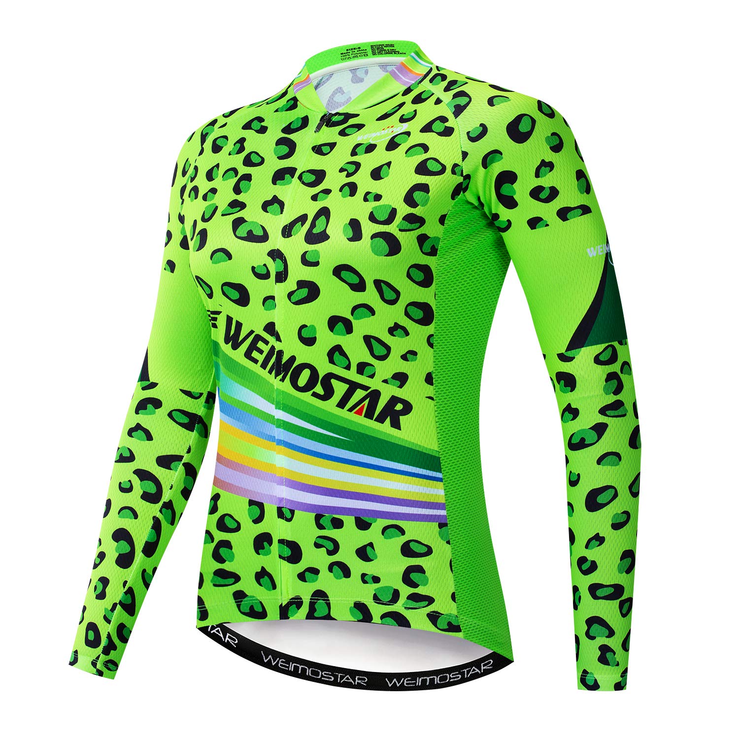 Weimostar Cycling Jersey Women's Long Sleeve Tops Winter Thermal Fleece Bike Shirts MTB Bicycle Clothing with Pockets Green Size S