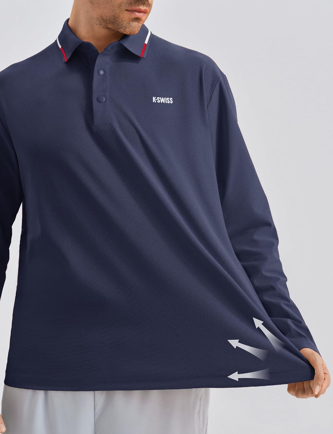 K-Swiss Men's Long Sleeve Polo Shirts - Golf Tennis Dry Fit Performance Moisture Wicking Casual Collared