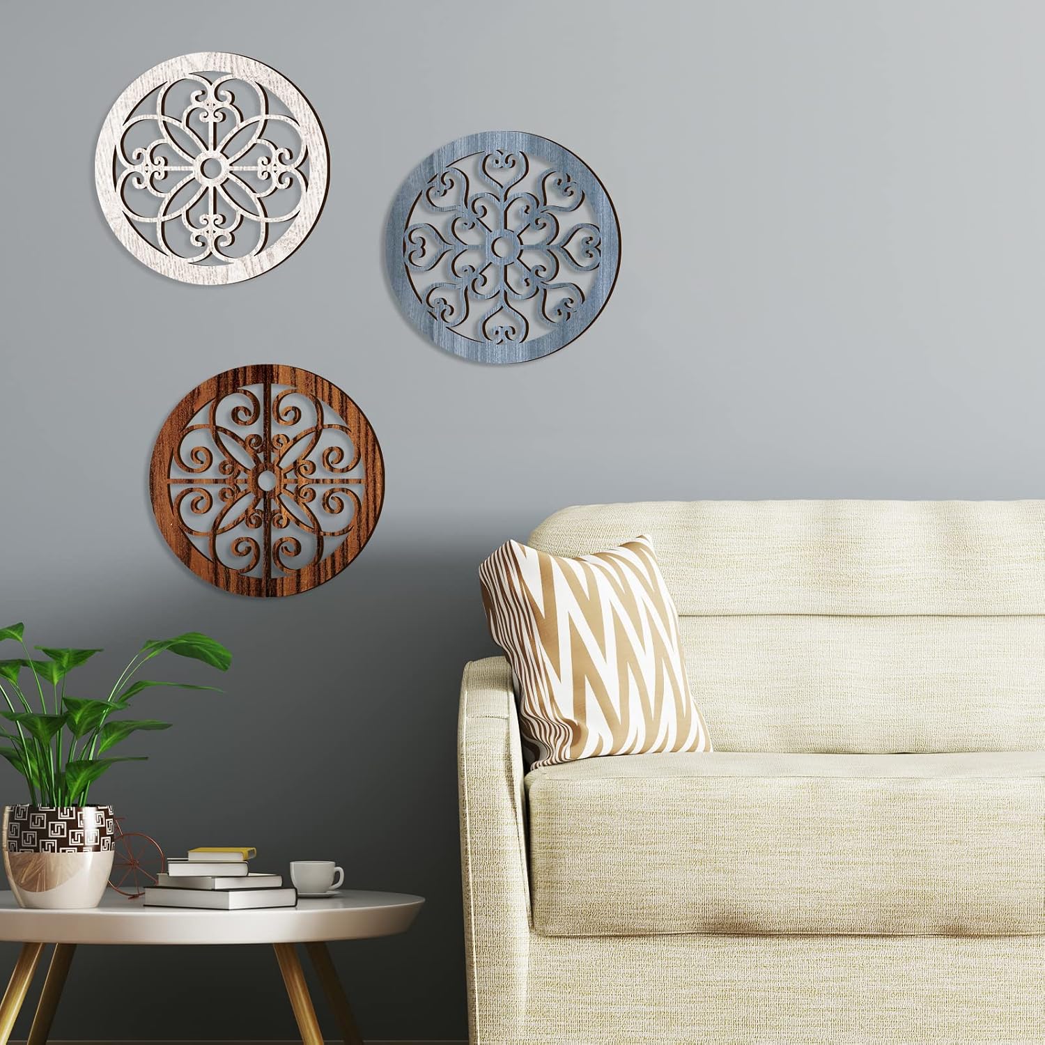 Blulu 3 Pcs Thicken Rustic Wall Decor, Wood Hanging Decor, Vintage Style image 4