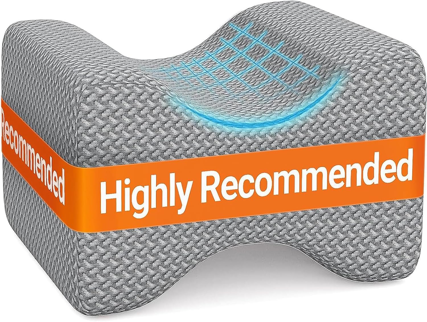 BlissTrends Memory Foam Knee Pillow, Knee Pillow for Side Sleepers, Leg Pillows for Sleeping Blood Circulation, Elevation Pillow for Spine Aligning, Sciatica, Back, Hip, Knee, Ankle Pain, Grey