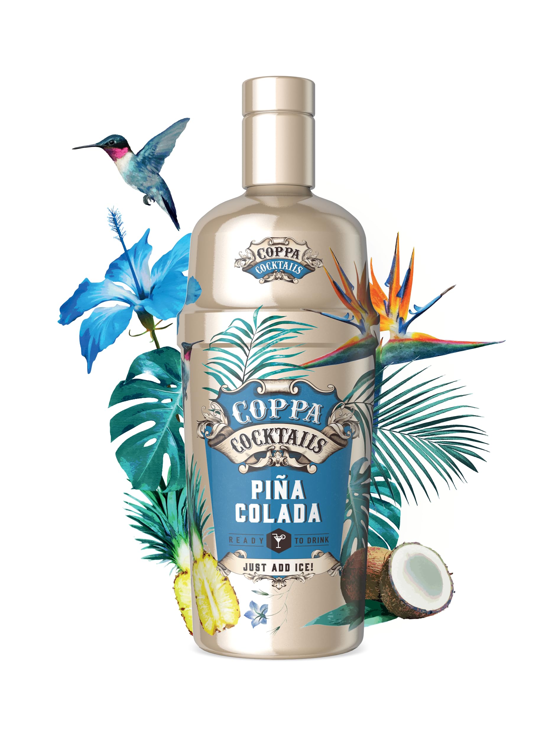 Coppa Cocktails Ready-to-Drink Piña Colada | Easy Premium Pre-Mixed | Just Add Ice | 10% ABV | 70cl