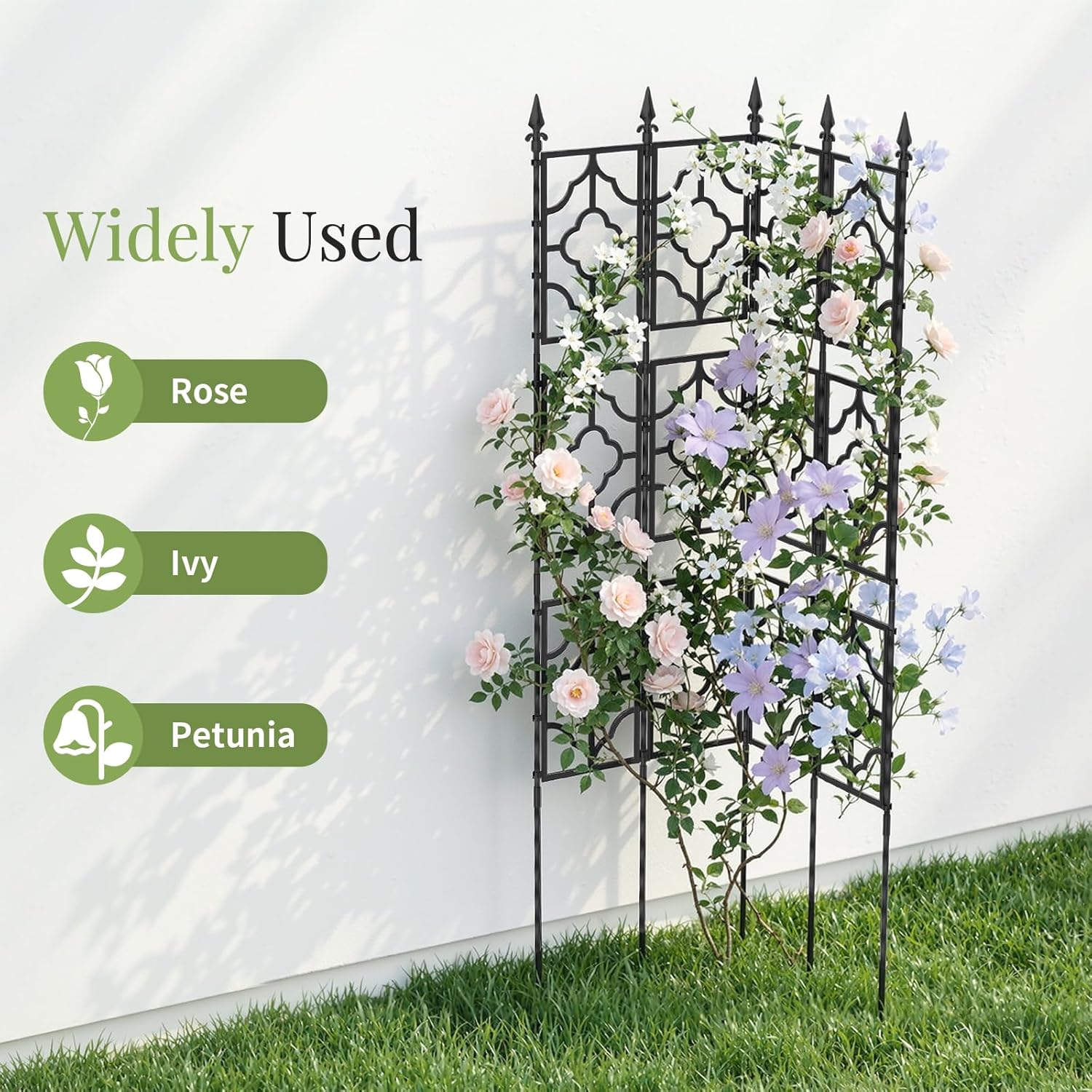 Housolution 64.57×33.58in Garden Trellis for Climbing Plants Outdoor, Plant Trellis Frame with Plastic Coated Iron Tubes for Vines Flowers Vegetable, Plant Climbing Frame Indoor Outdoor