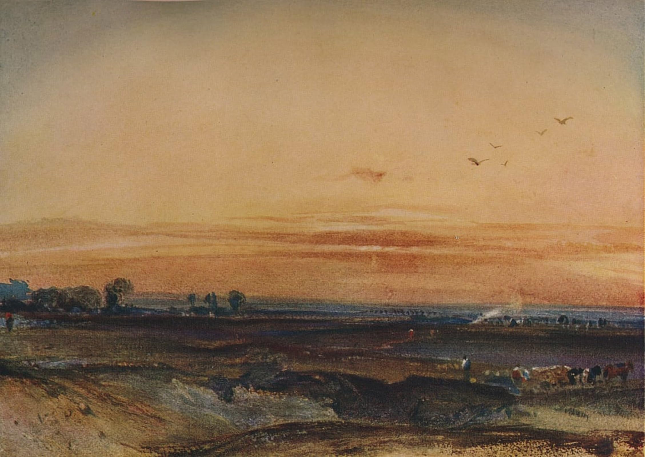 SERENDIPITP Retro Picture Poster Wall Art Pictures Painting Sunset by Richard Parkes Bonington Wall Art Canvas Print for Wall Decor 60x90cm