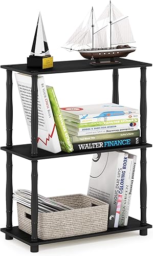 Furinno Turn-N-Tube - Estantería de exhibición compacta, multiuso, de 3 niveles, con tubos clásicos, color Americano y negro