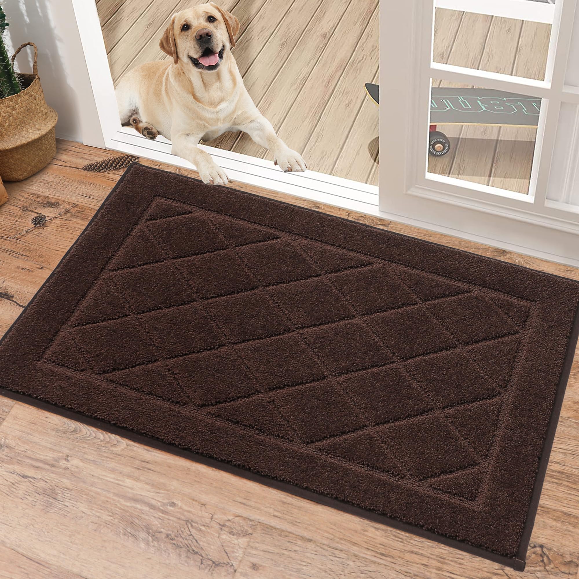 BEQHAUSE Dirt Trapper Door Mat 20" x 32", Doormat Non-Slip Entryway Rugs Washable, Dog Door Mat Stain Resistant and Absorbent Welcome Floor Mat for