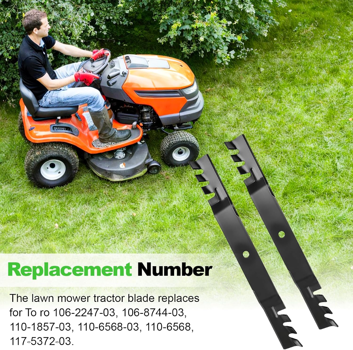 106-2247-03 Mulching Blade Compatibles with to ro 42" Cutting Deck, 106-8744-03 110-1857-03 Mulching Blade Compatibles with to ro TimeCutter Z420/Z4200/Z4202/ZS 4200/ZS 4200S/Z4220/Z4235，2 Pack