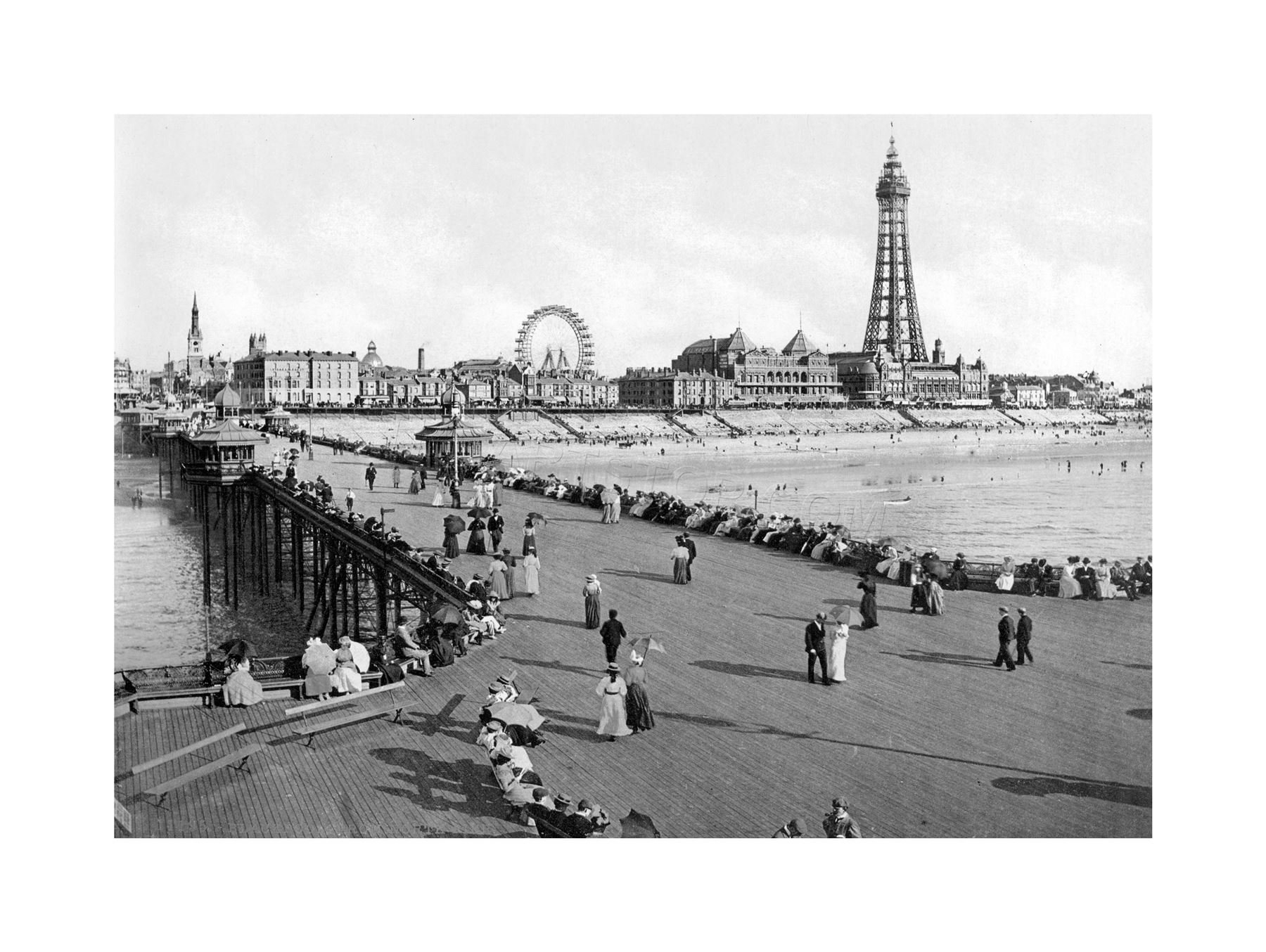 Wee Blue Coo Vintage Photo Blackpool From North Pier One Wall Art Print