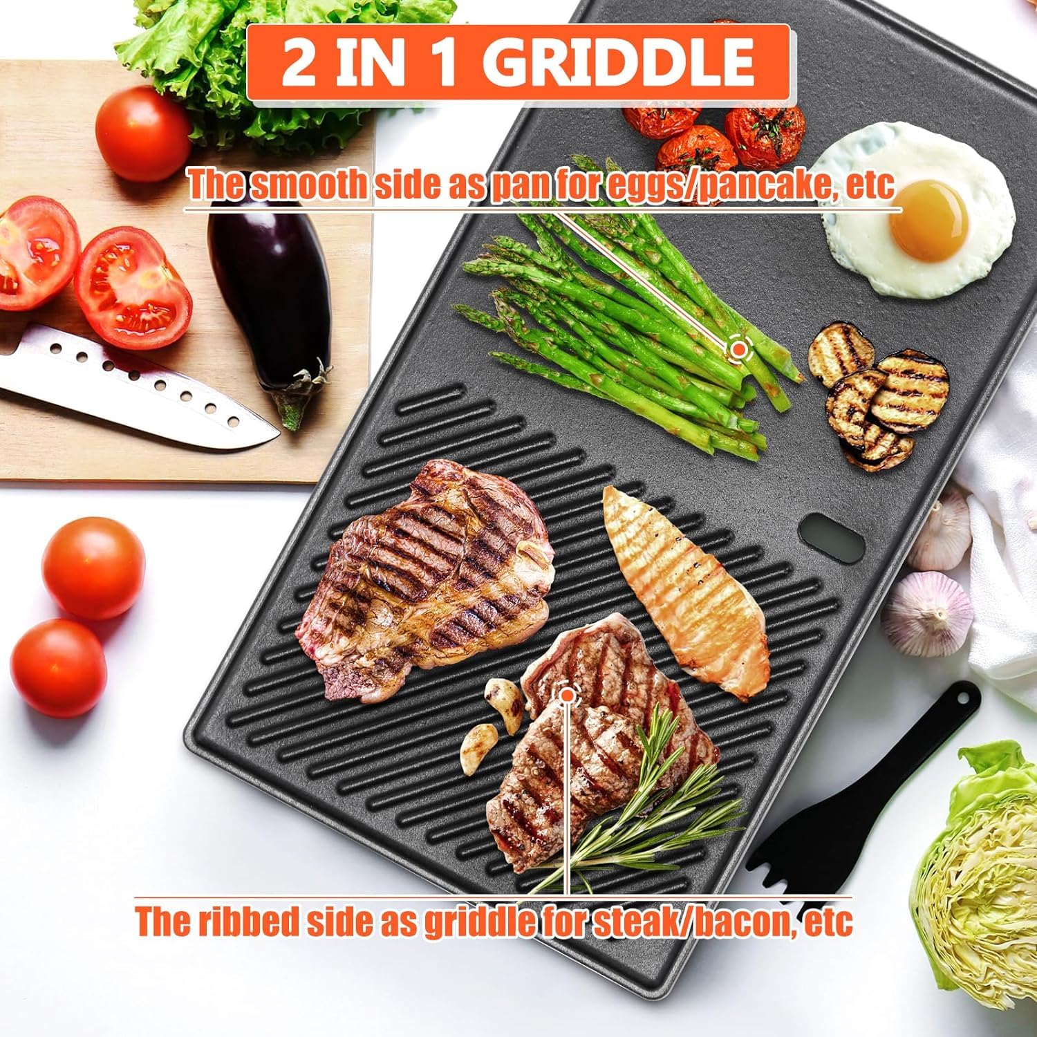 GFTIME 7637 44,5 CM Grilles de Gril pour Weber Spirit I & II 200, E-210, E-220, S-210, S-220 (Boutons de Commande Avant), Fonte Pieces Detachees Grille Barbecue pour Weber 46010074, 46100001 à Gaz