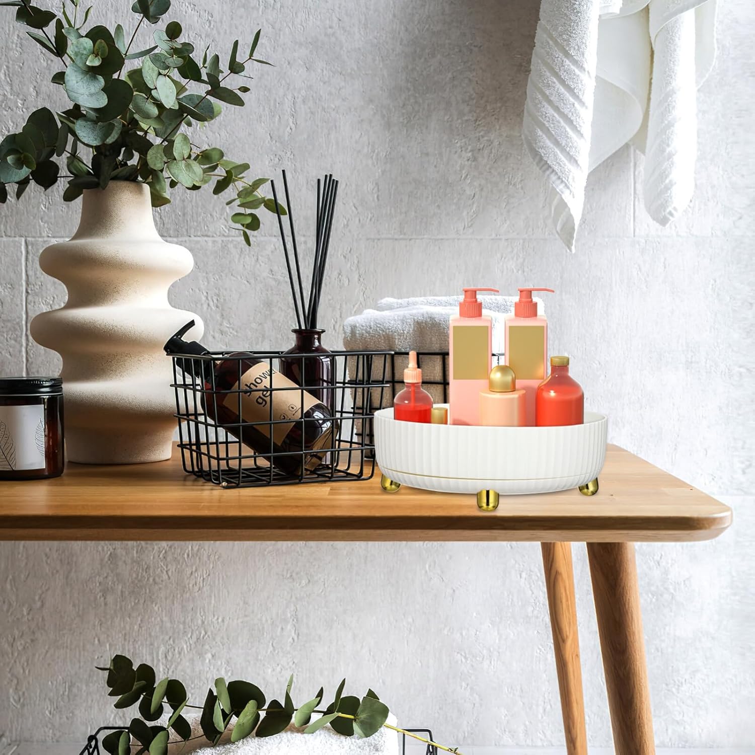 Luxshiny 360 Degree Rotating Cosmetic Organizer Box Skincare Storage Makeup Shelf Countertop Display Case Pp Material