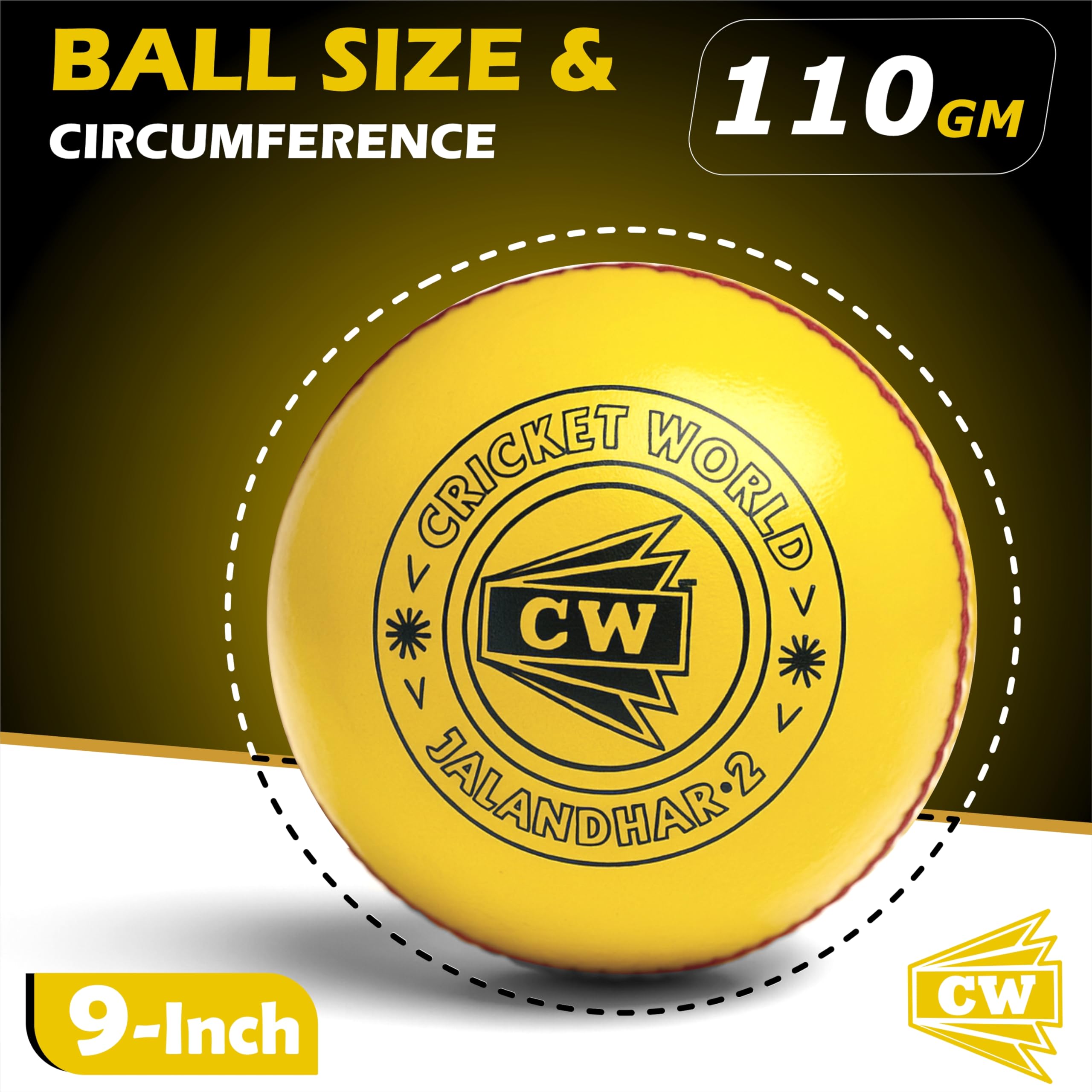 Wewnętrzna żółta piłka do krykieta twarda piłka Senior OZ zestaw 6 piłek 155 ml