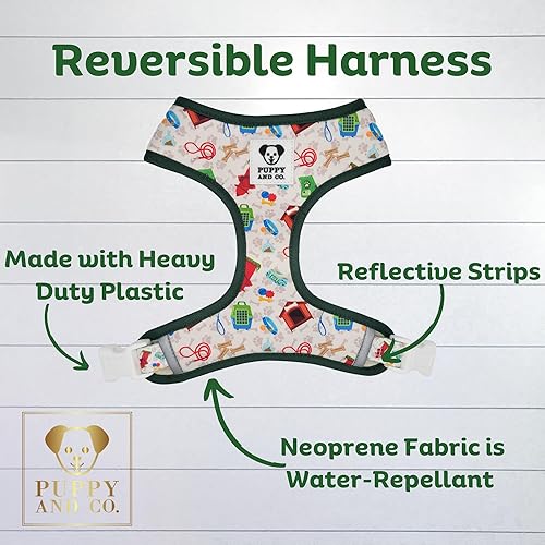 Miniatura 3 de Puppy and Co - Lindo arnés para perro, reversible, chaleco antitirones para mascotas con clip para la correa, ajustable, suave acolchado y