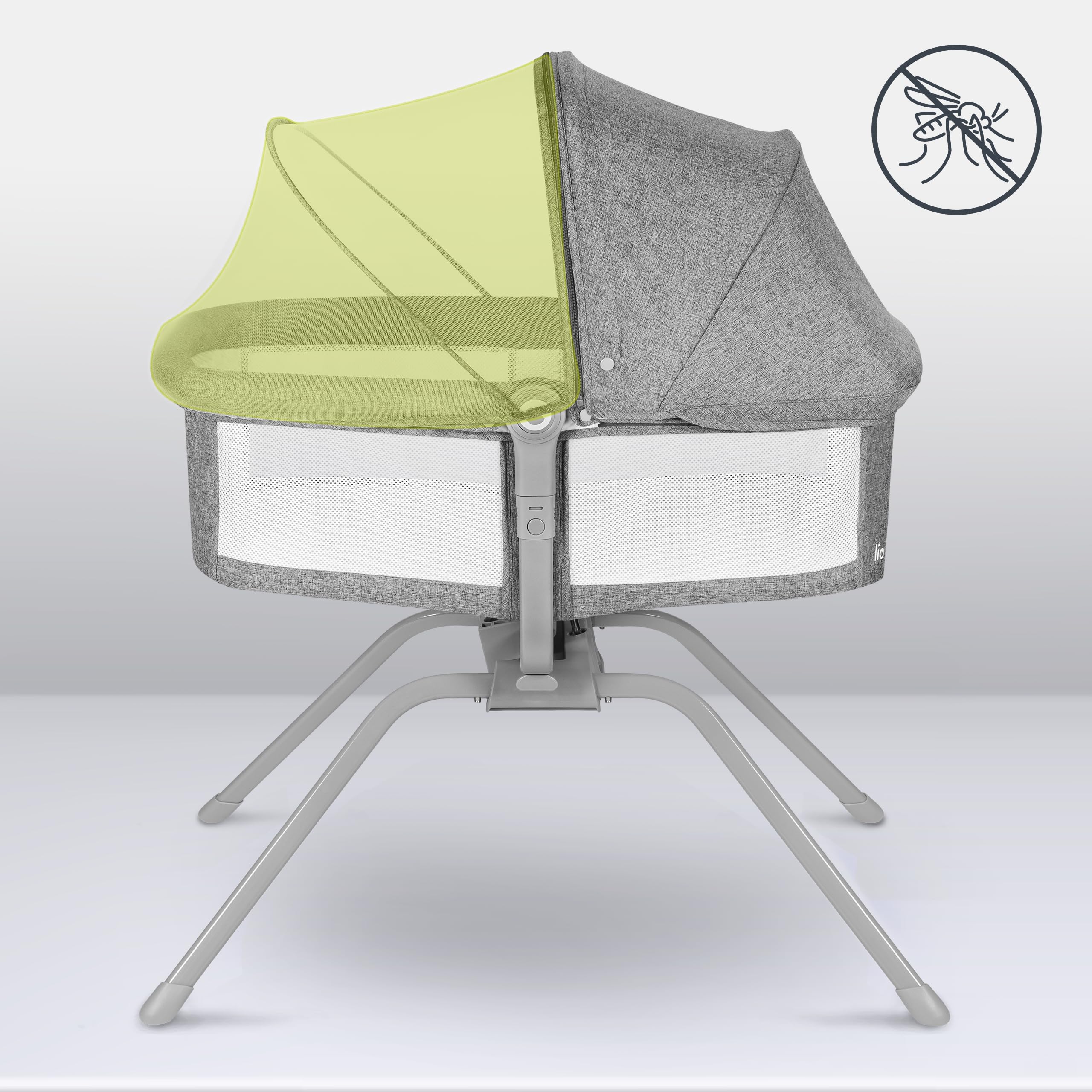 lionelo Malin EVO 3in1 Culla neonato e Lettino da viaggio con materasso per bambini da 0 a 9 kg Leggera e pieghevole Sistema a dondolo Regolazione, Montaggio veloce Lati in rete Cappottina Zanzariera