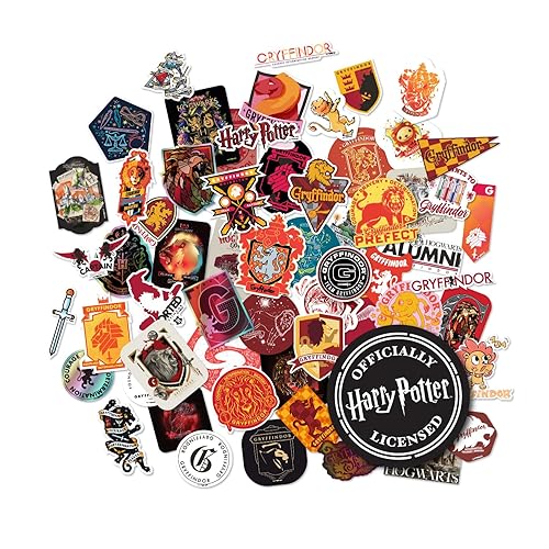 Conquest Journals Harry Potter Gryffindor Hogwarts House Sticker Set, 5 Hologram Stickers, Waterproof, UV & Scratch-Resistant, Decals for Laptops, Water Bottles & More, Officially Licensed (60-Count) - 60 Pack