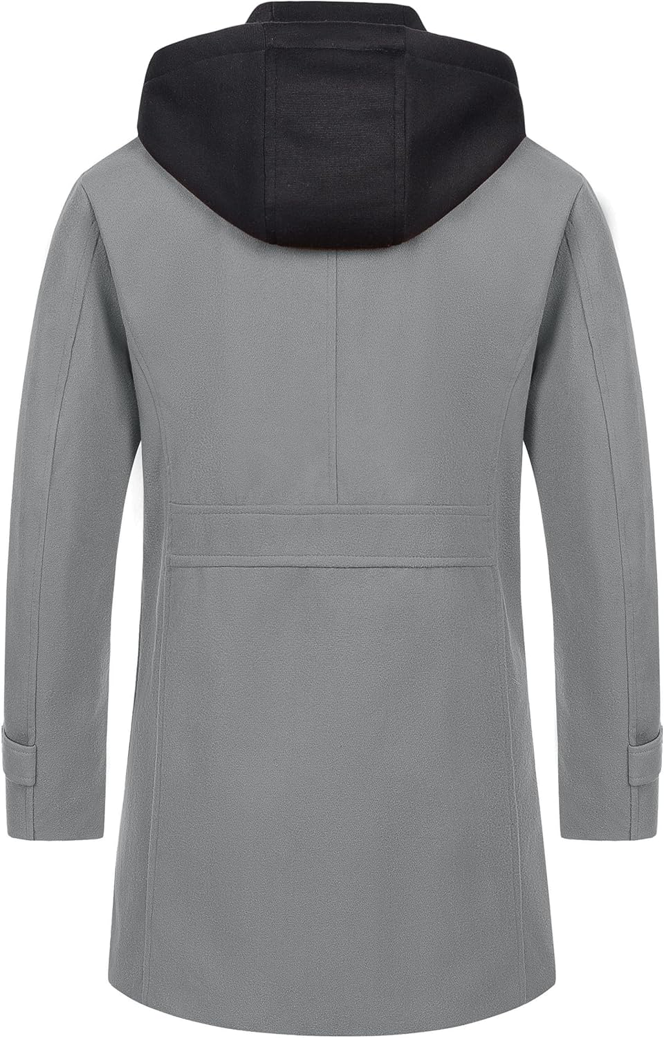 CREATMO US Men's Classic Pea Coat Wool Blend Trench Coat Windproof Business Overcoat With Detachable Hood - Image 3