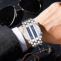 Vista 5 de Binary Matrix Blue led - Reloj Digital para hombre, moda clásica y creativa, color negro chapado