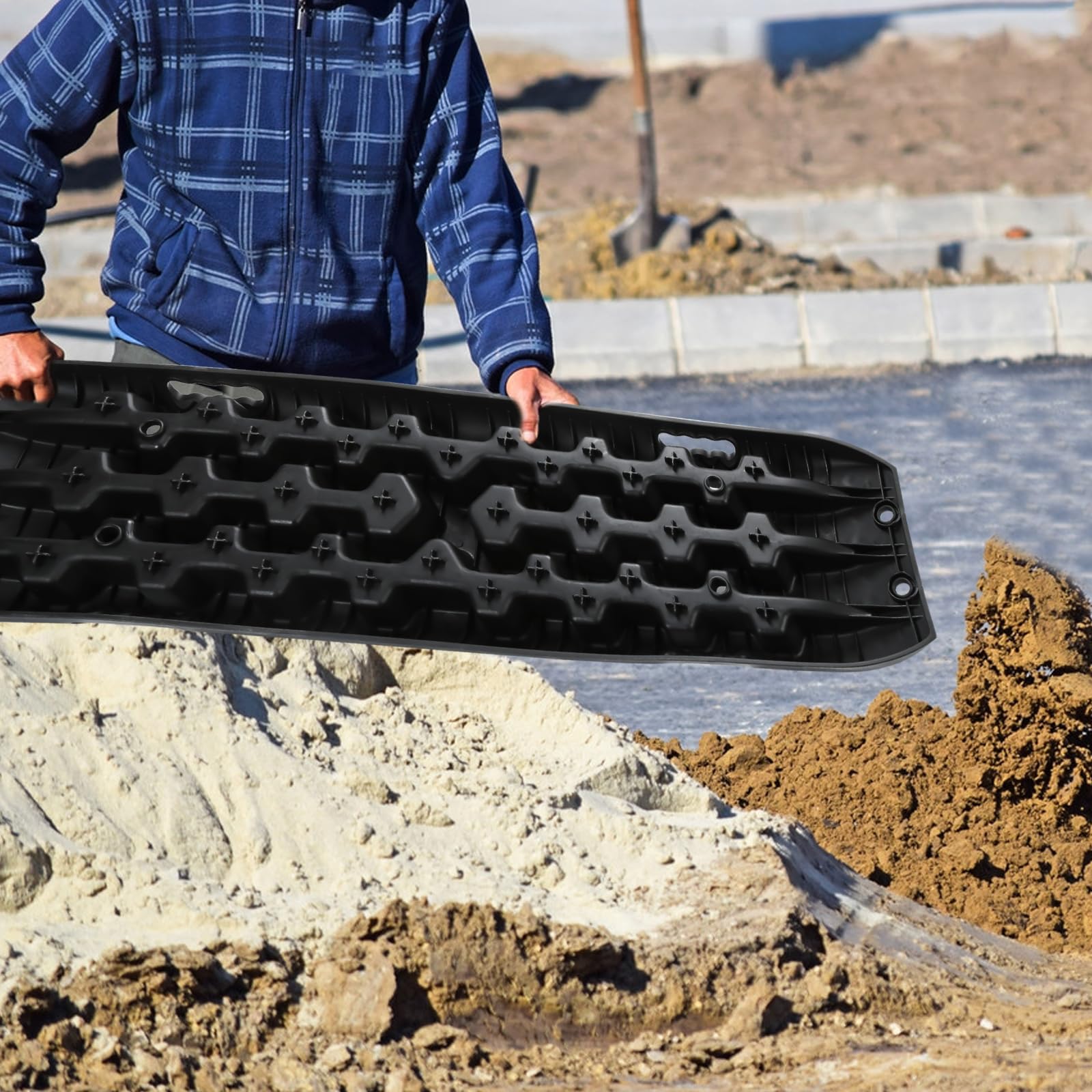 Lot de 2 guides au démarrage avec sac de rangement et outil d'installation, tapis de traction en plastique, échelle de pneu pour sable, boue, neige, charge 10T pour véhicules tout-terrain,
