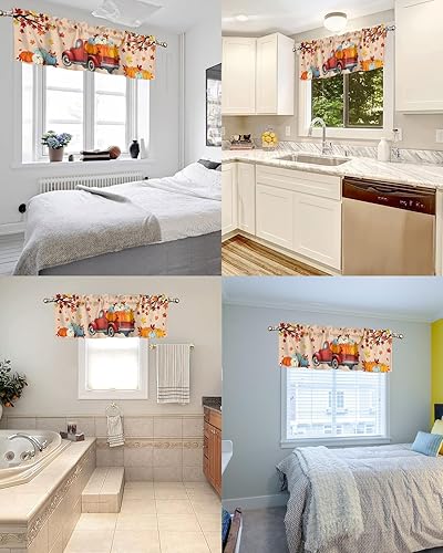 Miniatura 7 de Cortinas de cocina de Acción de Gracias para ventana, cortinas y cortinas de otoño con bolsillo para barra, cortina de hojas de arce, cenefa corta