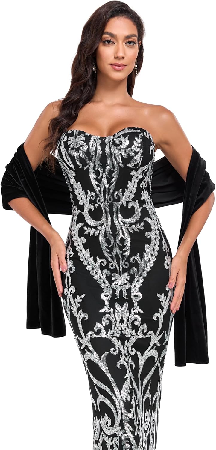 Velvet Shawl Wraps for Women Evening Wedding Bridal Bridesmaid Winter Warm Shawl Formal Cover Up - Image 5