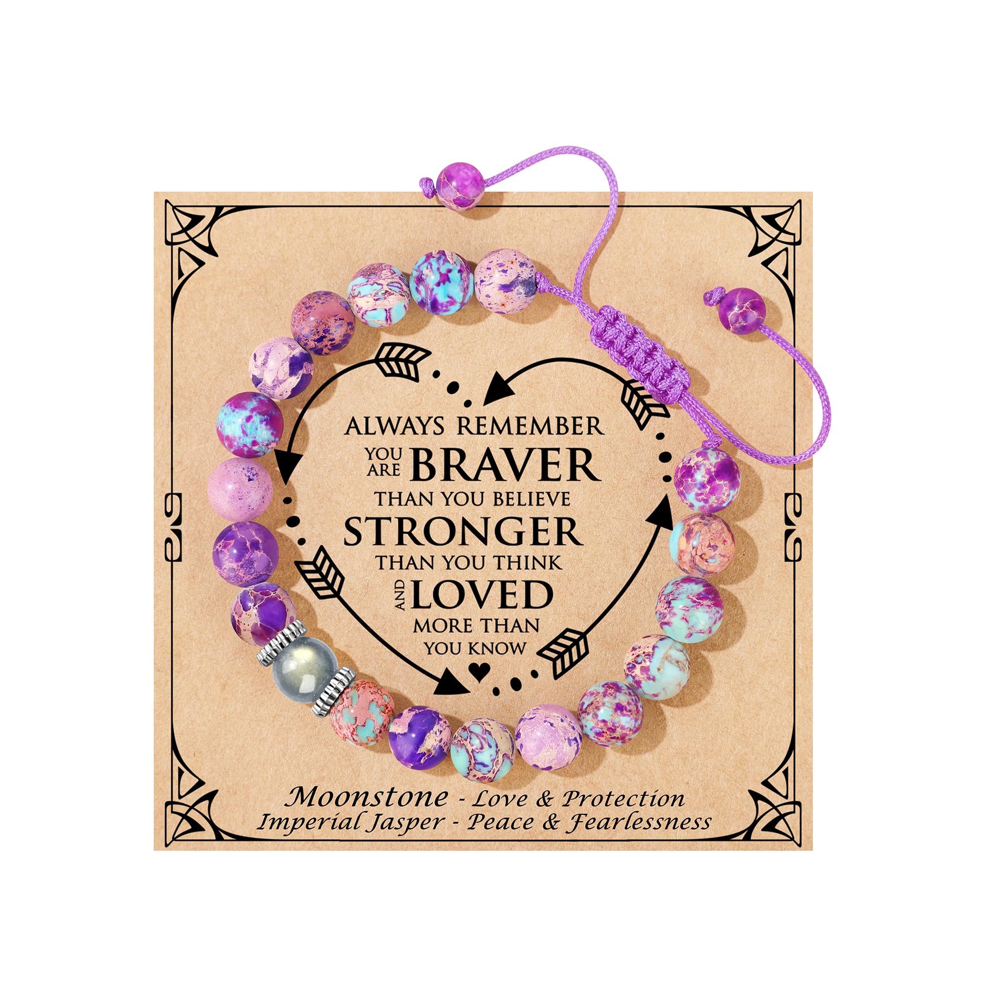 JoycuFF 𝗚𝗶𝗳𝘁𝘀 𝗳𝗼𝗿 𝗪𝗼𝗺𝗲𝗻 𝗠𝗼𝗼𝗻𝘀𝘁𝗼𝗻𝗲 𝗕𝗿𝗮𝗰𝗲𝗹𝗲𝘁 Colorful Imperial Jasper Natural Stone Bracelets Easter Christmas Birthday Gifts for Her Daughter Granddaughter Sister Niece