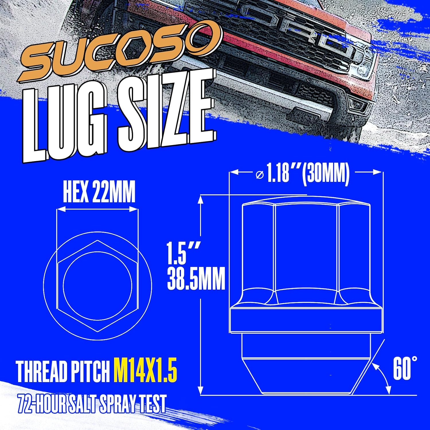 14x1.5 OEM Factory Style Large Acorn Seat Wheel Lug Nuts, 20 PCS M14x1.5 Closed End One-Piece Lugnuts for Grand Cherokee/Wrangler/Mustang/Camaro/RAM 1500