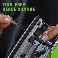 Vista 7 de Greenworks Sierra caladora inalámbrica de 24 V sin escobillas de 1 pulgada (3,000 SPM / 4 ajustes / luz LED), batería USB de 4.0 Ah y cargador