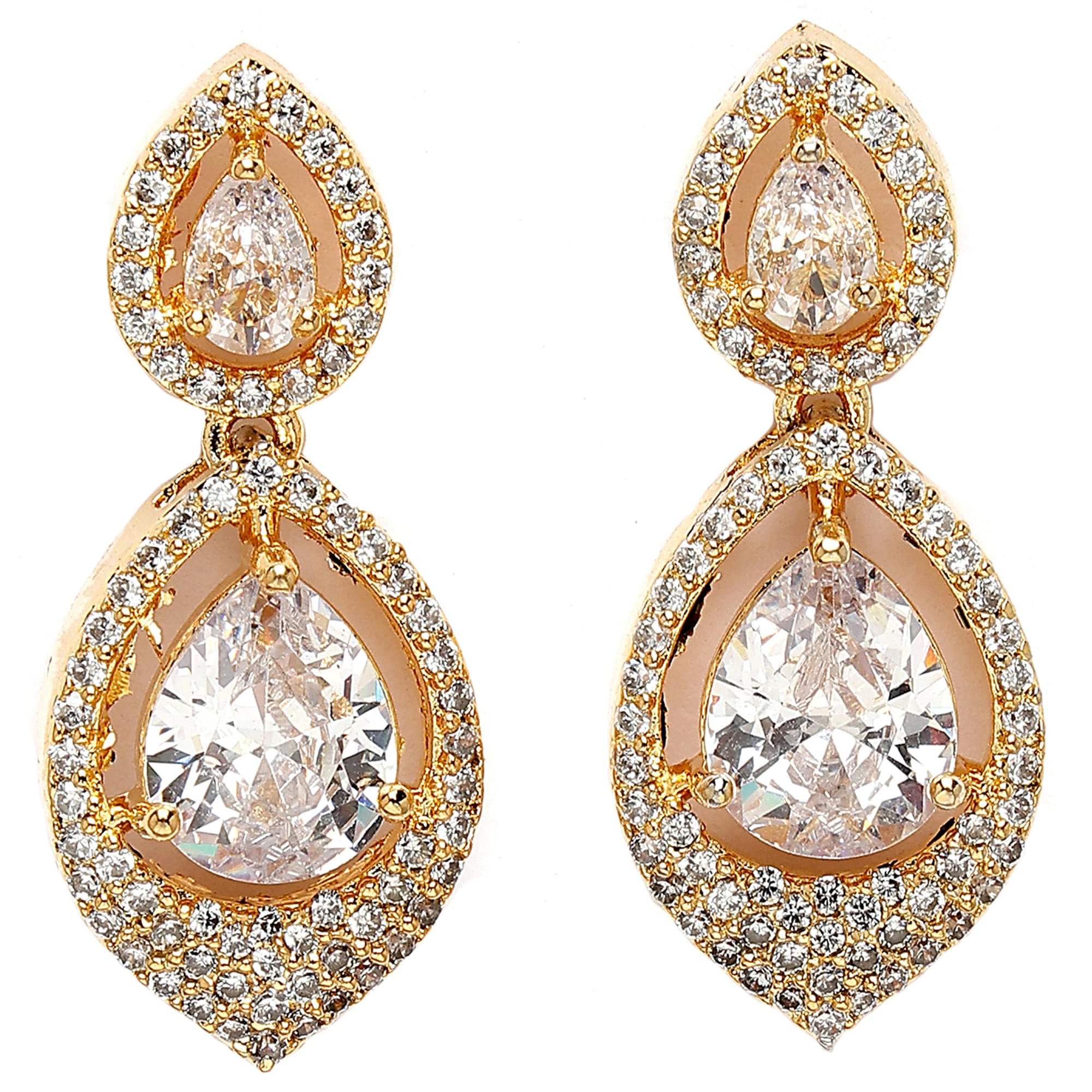 Earring Jewellery Silver Toned Rhodium Plated American Diamond Studded Crystal Dangle Drop Fashion Earring For Women & Gifts For Girls-image-19