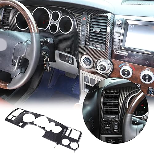 Miniatura 2 de HAPPYHORSE Cubierta de marco de panel de salpicadero de automóvil compatible con Toyot Tundra 07-13Sequoia 07-21 Panel de control central para