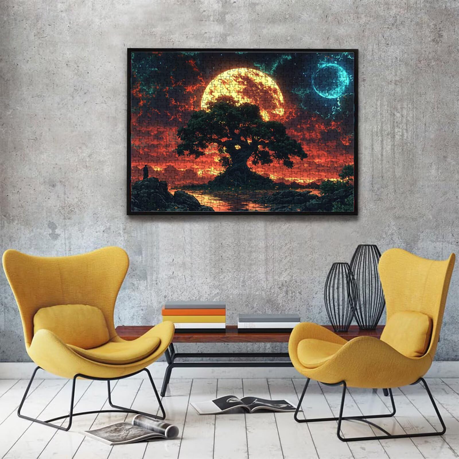 Puzzle 1500 elementów, 1500 elementów, dla dorosłych, księżyc, drzewo (4), drewniane puzzle, zestaw "zrób to sam" dla dorosłych, gruby materiał i idealne uzębienia, powierzchnia bez odbicia, puzzle