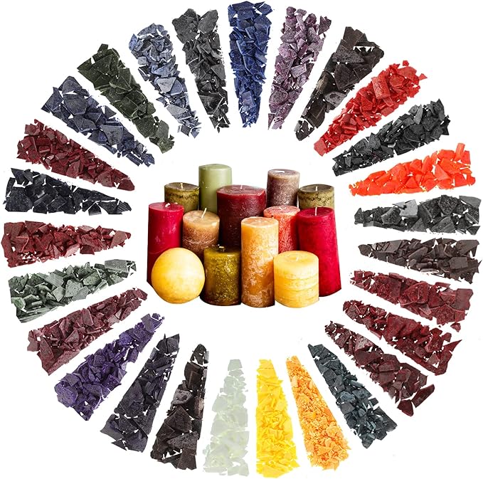 Candle Wax Dyes 26 Pieces Candle Color Dye for Soy Wax Candle Making Color Chips Wax