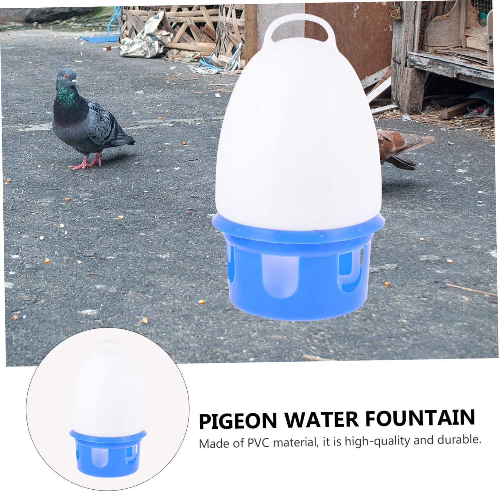 Abreuvoir pour Pigeons en PVC Bleu, Modèle Rond, Simple à Utiliser