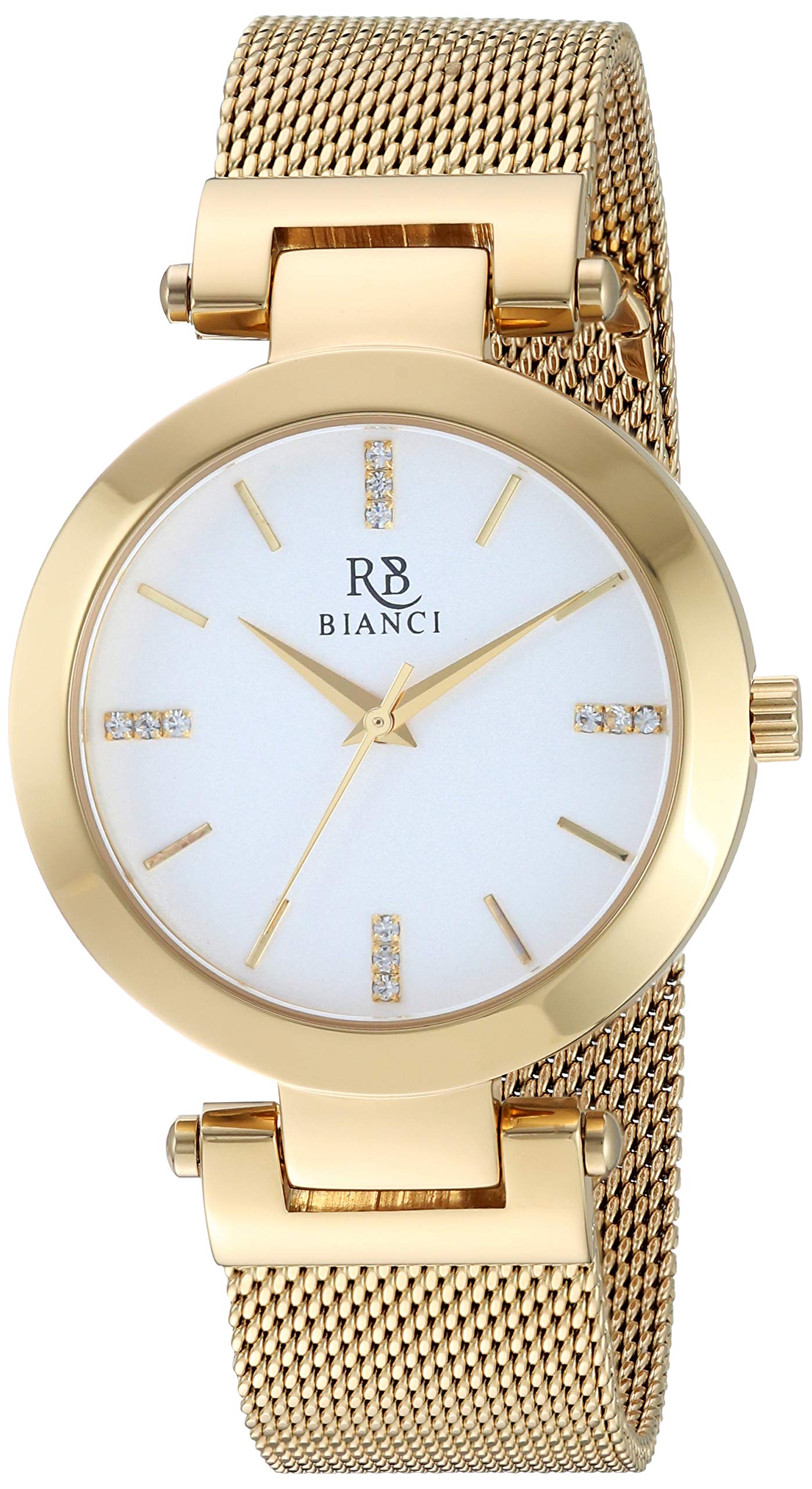 Roberto BianciWomen's Cristallo Quartz Stainless Steel Strap, Gold, 18 Casual Watch (Model: RB0407), Silver, Quartz Movement