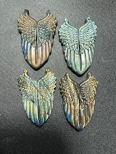 Miniatura 5 de TEAMWILL 1 pieza de labradorita natural tallada a mano ala de ángel cráneo de cuarzo curativo Reiki figuras coleccionables, regalo de arte