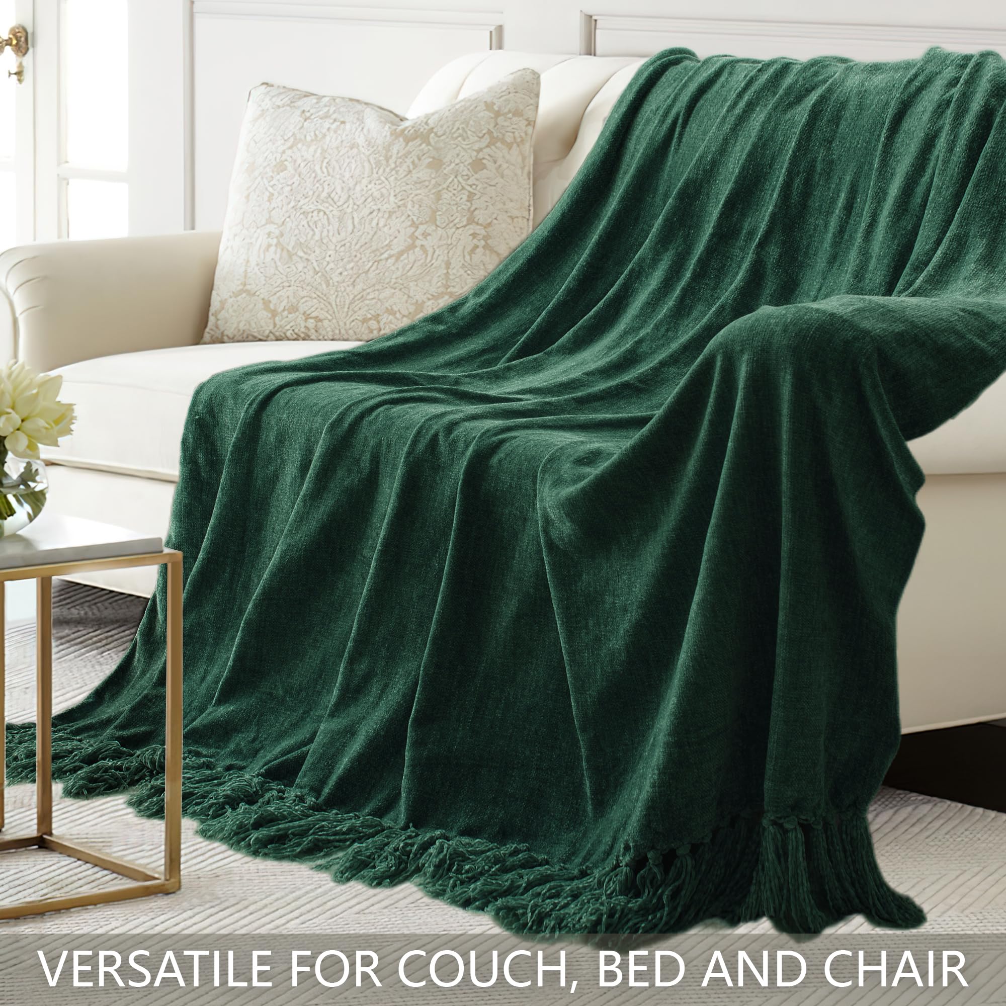 CozeCube Couverture En Chenille Pour Canapé, Couverture Douce Et Confortable Avec Franges à Franges, Couverture Orange Rouille Pour Canapé, Chaise, Cadeau, Couverture Décorative De Ferme, 127 X 152,4
