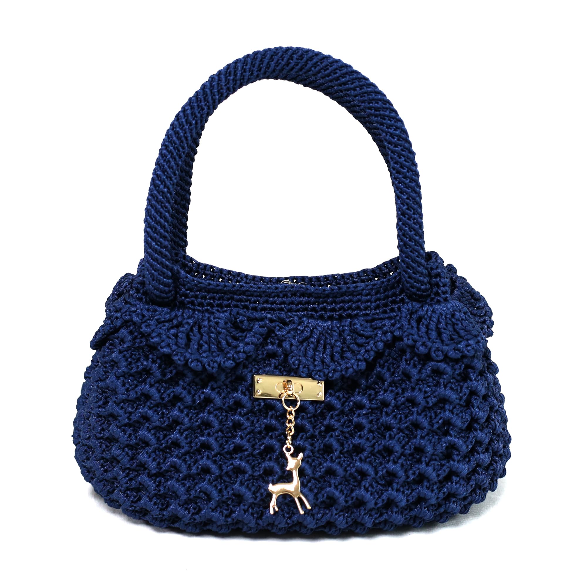 OCCIENTEC Damen Handtasche mit Magnetverschluss Kleine Gewebte Tragetasche für Damen mit verstärktem Boden Handgestrickte Tasche Gehäkelt Handgelenkstaschen