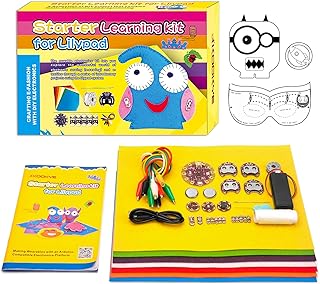 LilyPad Sewable Starter Learning Electronics Kit for Arduino| Lilypad Main Board| 20m Conductive Thread |10x LilyPad LED | Lilypad Coin Cell Battery Holder | LilyPad Light Sensor | Slide Switch