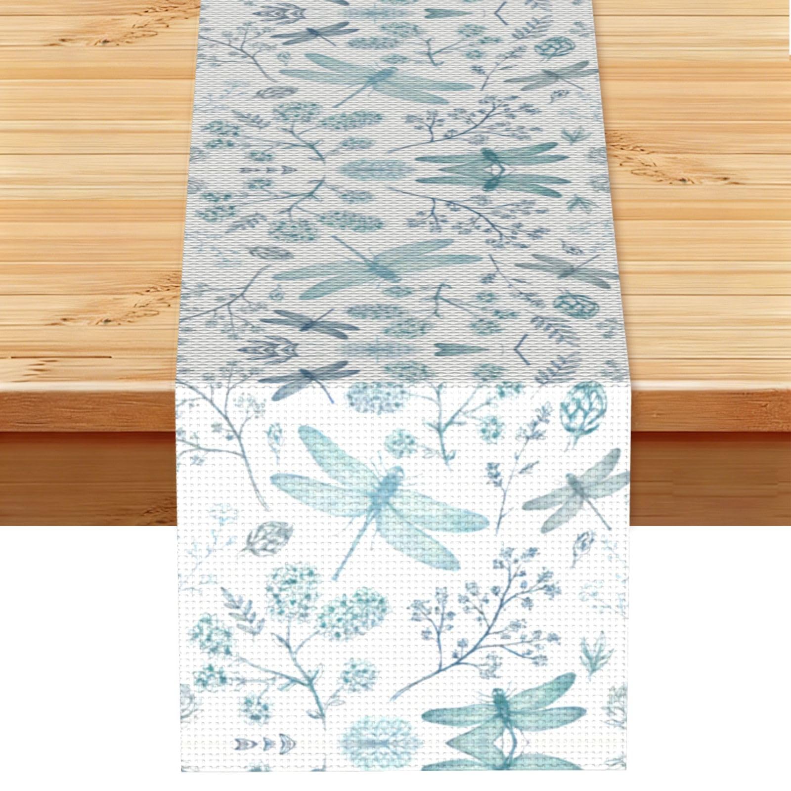 Dragonfly Linen Feel Table Runner Wedding Party Home Decoration